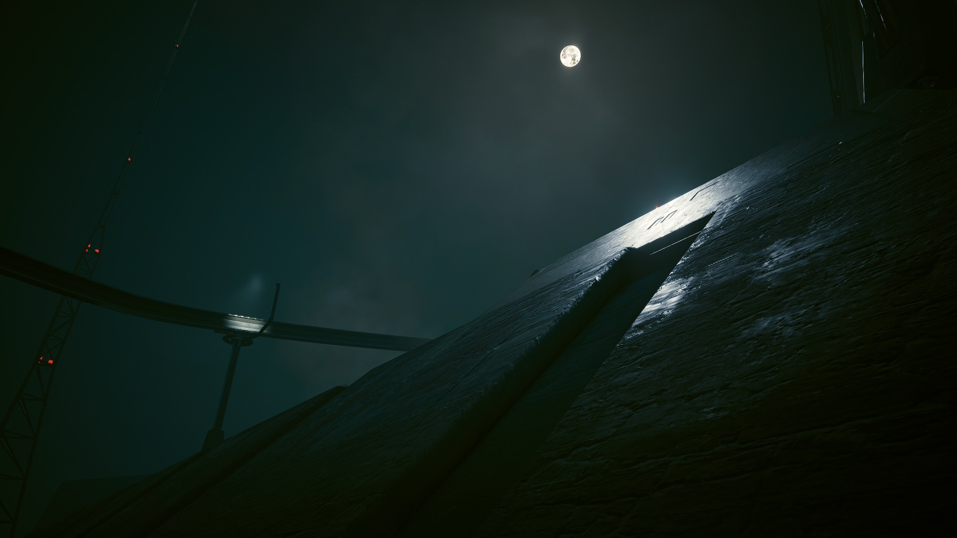 Looking up to the moon in the foggy sky