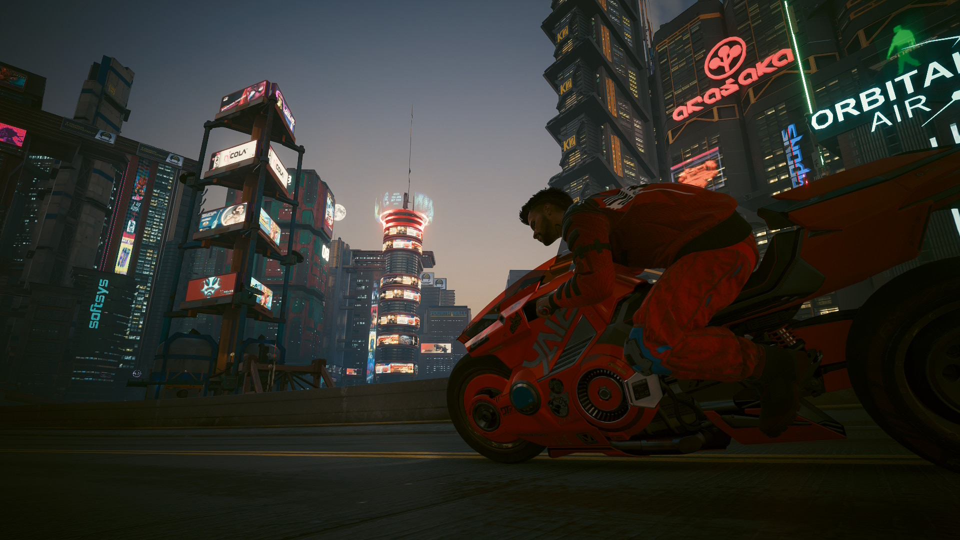 Riding my Kusanagi through NC’s neon-lit streets
