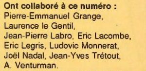 Extrait de l’ours du n° 22 de Micro News, en juin 1989
