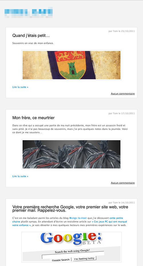 A 2011 screenshot of my blog