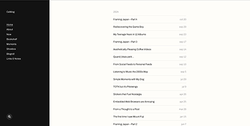 Cafélog homepage in 2024