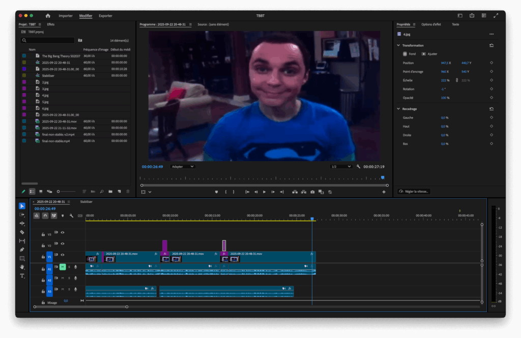 TBBT Timeline Adobe Premiere Pro