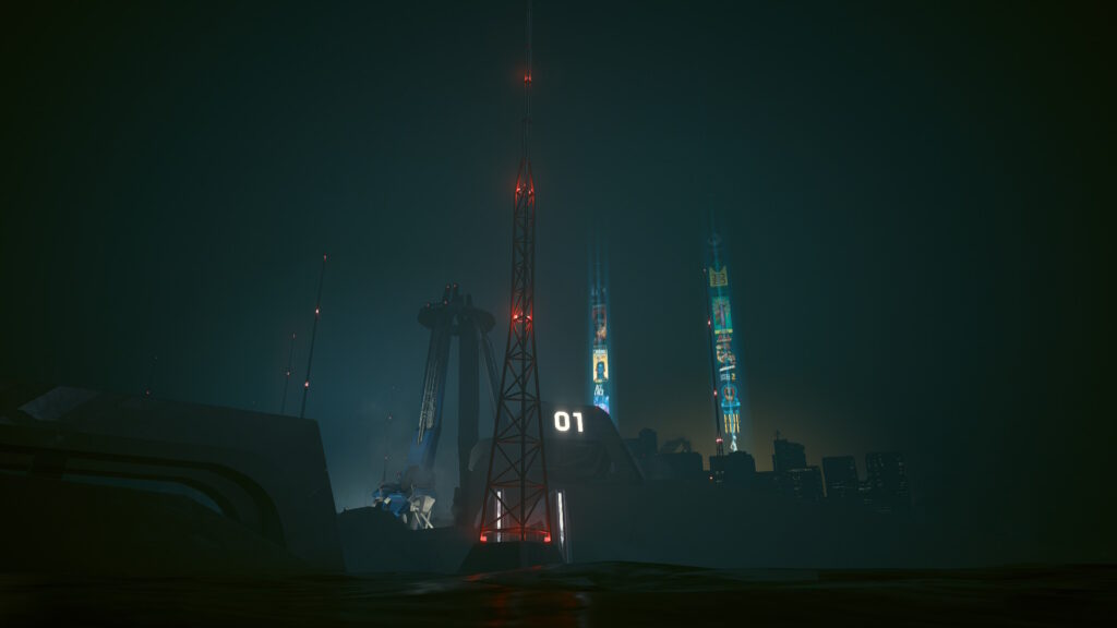 The comforting view of Night City in the distance